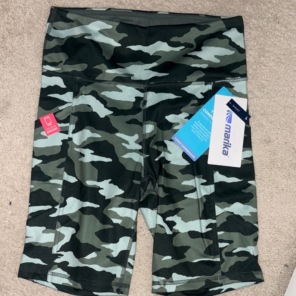 NWT Marika Green Camo Biker Shorts ($55)